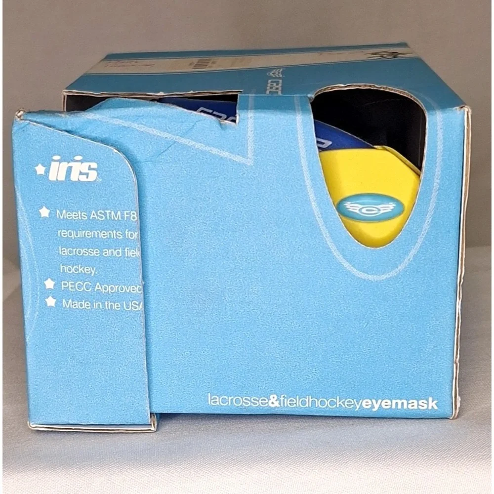 New Cascade Iris Adult Lacrosse Face Mask Adjustable Straps Goggles Blue Yellow